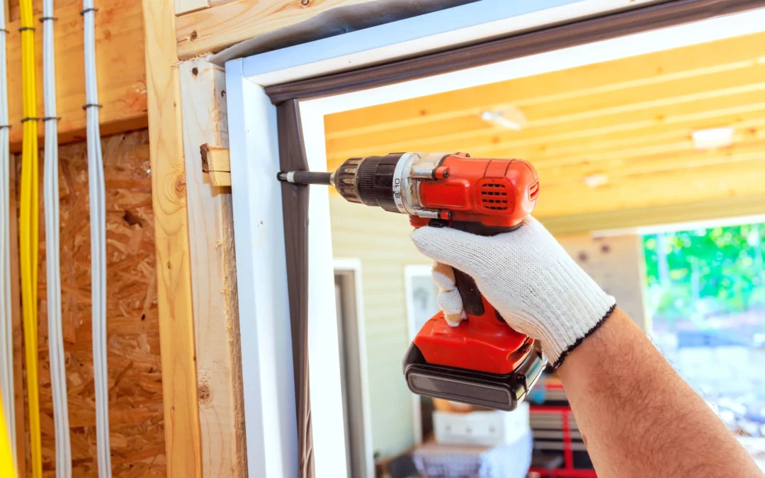 : Modern front entry door installed in a Calgary home