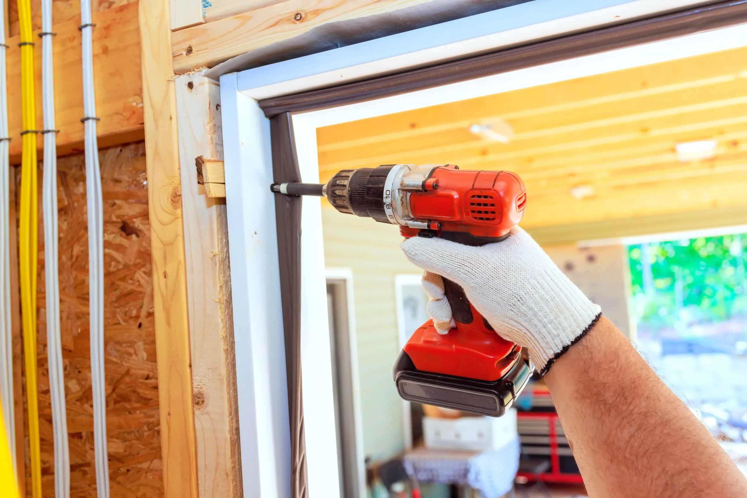 : Modern front entry door installed in a Calgary home