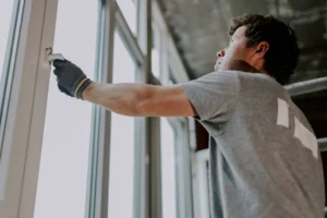 Signs of failed window seals with moisture trapped between glass panes
